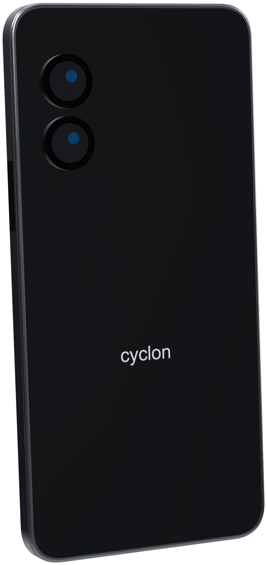 Cyclon phone, back view, with two rear cameras and a small cyclon wordmark.